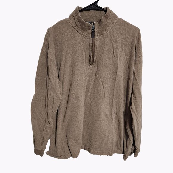 Mountain Ridge Sweater Mens Size XL Pullover Quarter Zip Brown Long Sleeve - Picture 1 of 3